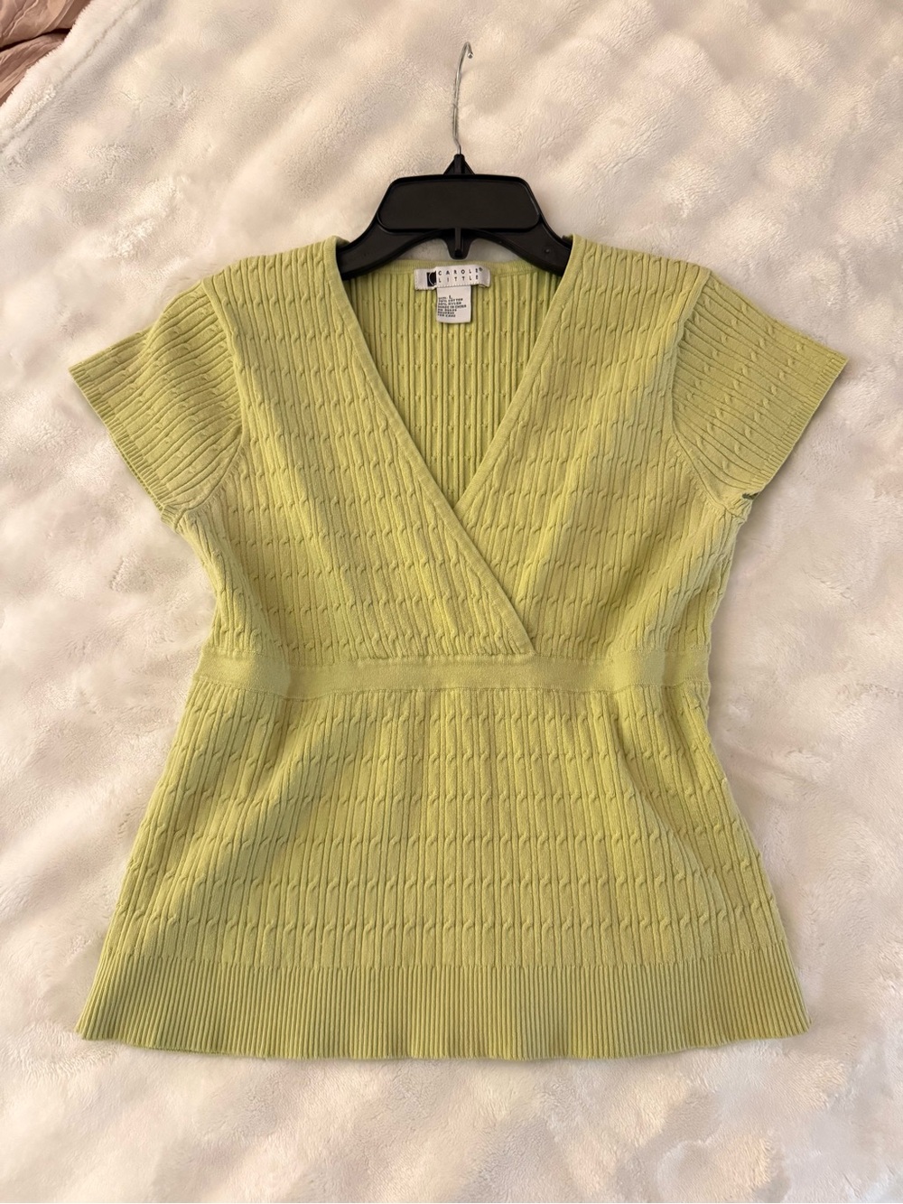 Carole Little Lime Green Short Sleeve Knit Top